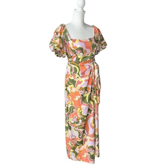 Show Me Your Mumu Danielle Tie Waist Puff Sleeve Dress in Medium - Picture 7 of 9